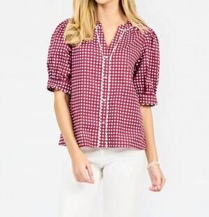 NEW MARY SQUARE elaine v-neck blouse in maroon/white